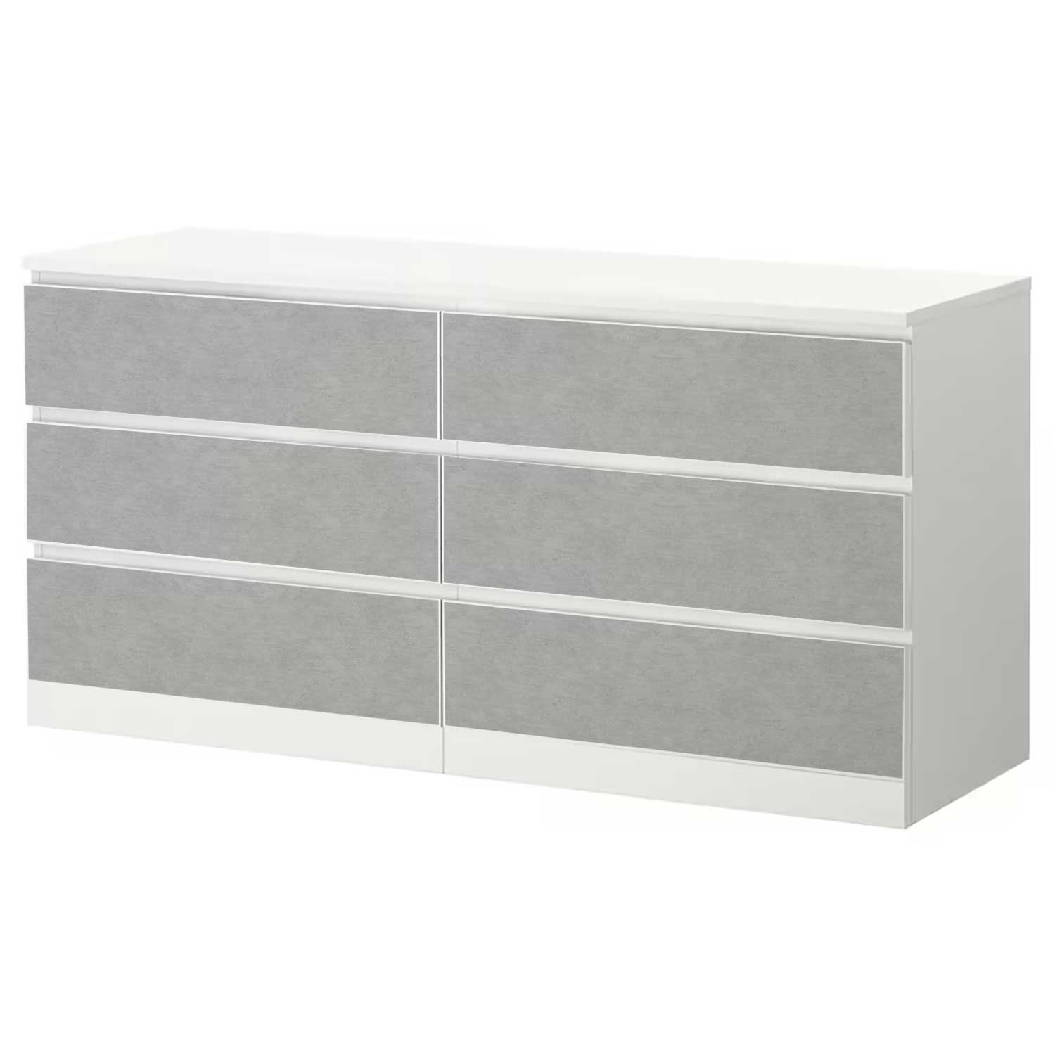 Möbelfolie für IKEA MALM Kommode 6-Schubladen 160x78 cm 'Light Concrete'