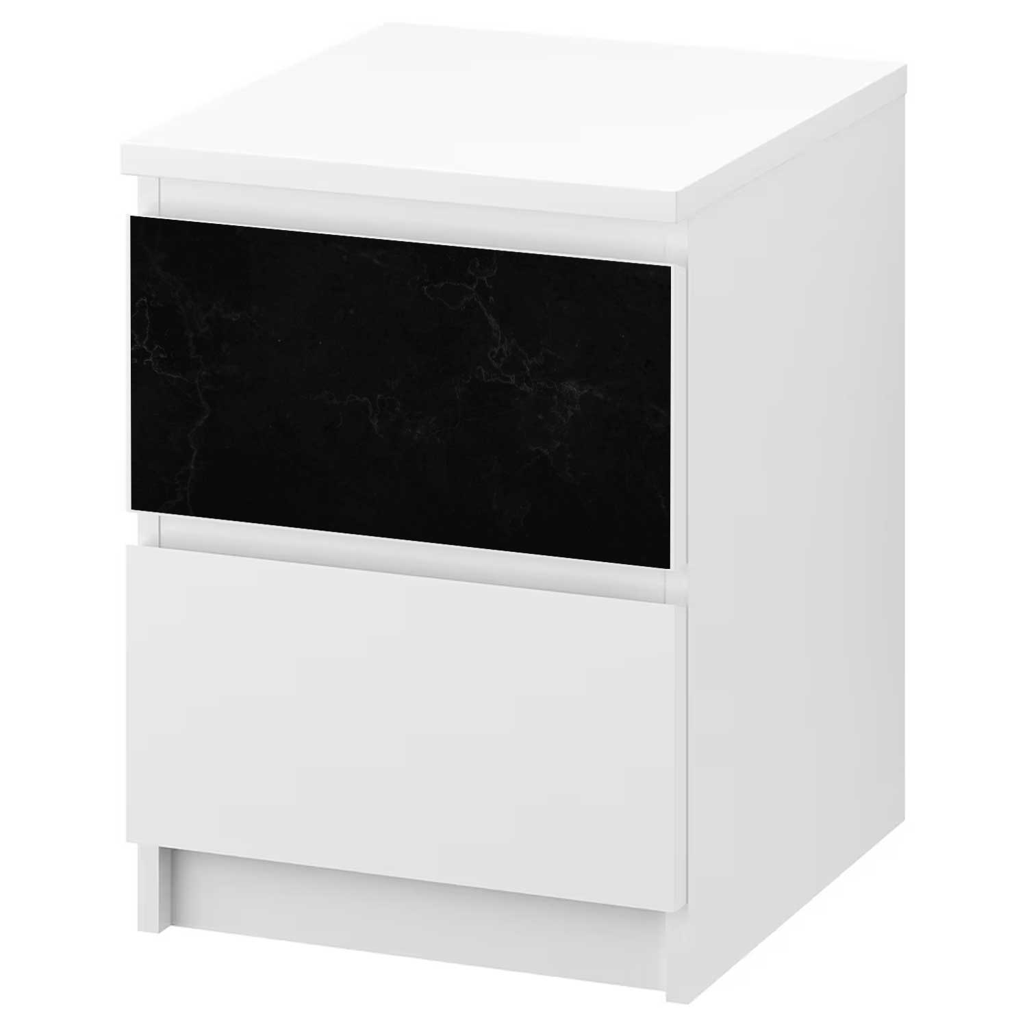 Möbelfolie für IKEA MALM Kommode 2-Schubladen 'Schwarzer Marmor'