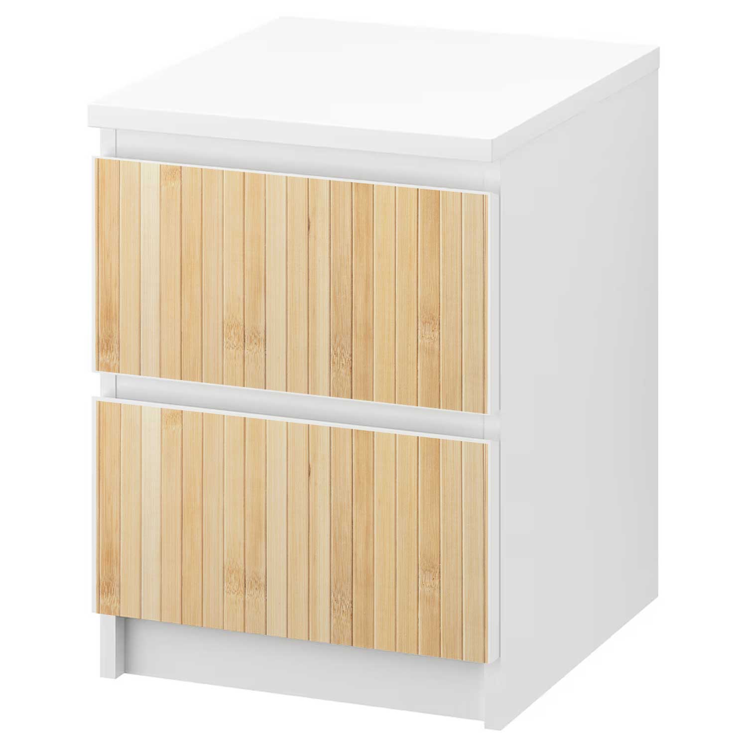 Möbelfolie für IKEA MALM Kommode 2-Schubladen Holzoptik 'Holz Bambus'
