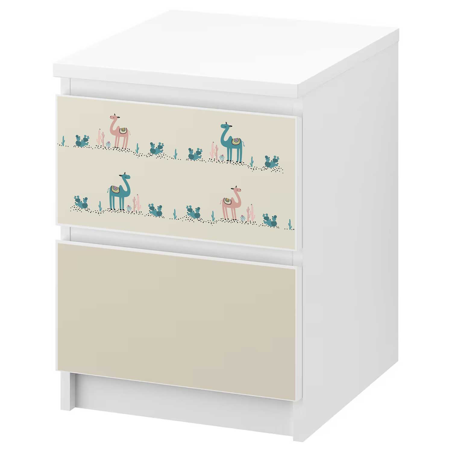 Möbelfolie Kinder für IKEA MALM Kommode 2-Schubladen 'Kamele' Bundle