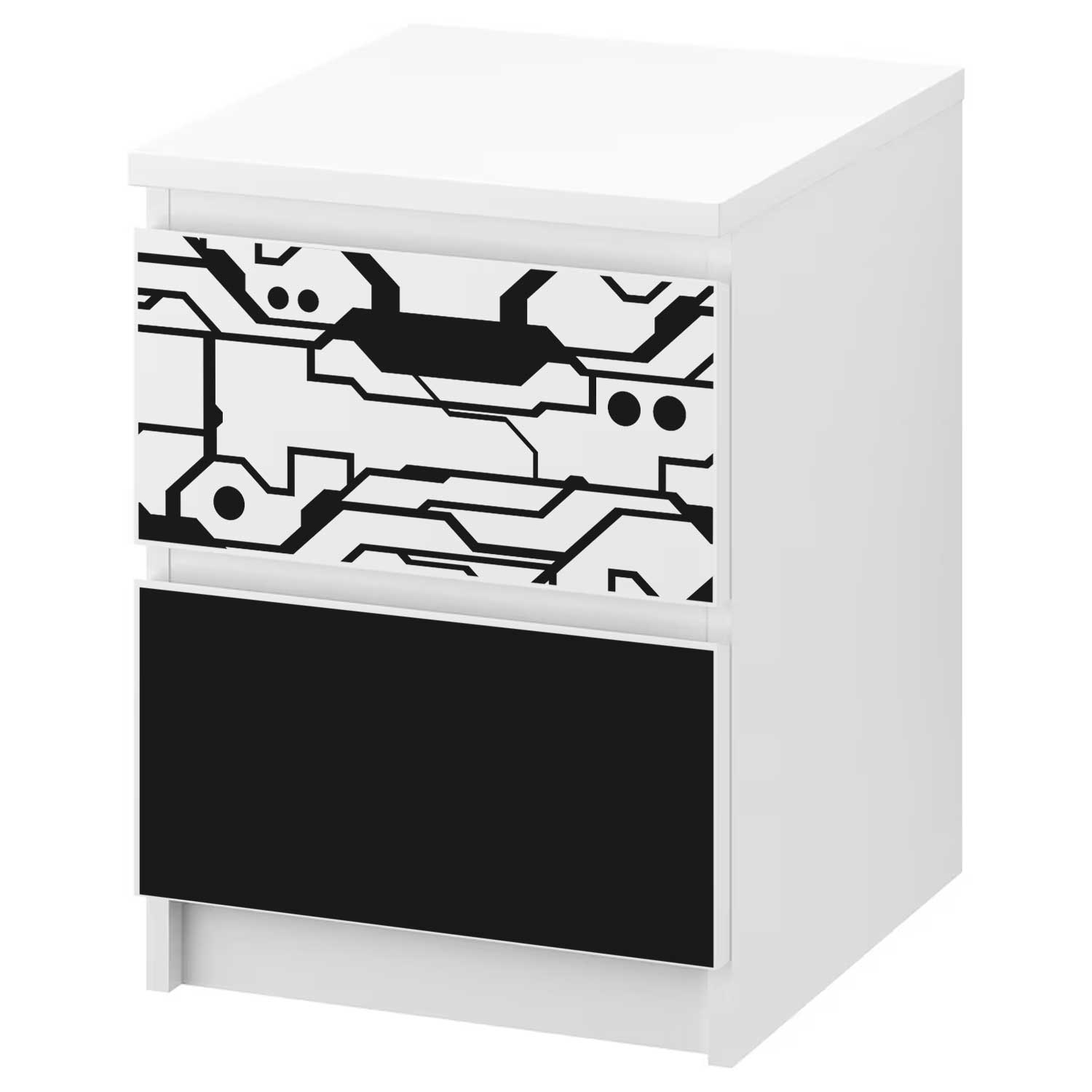 Möbelfolie für IKEA MALM Kommode 2-Schubladen 'Sci-Fi' Gaming Bundle