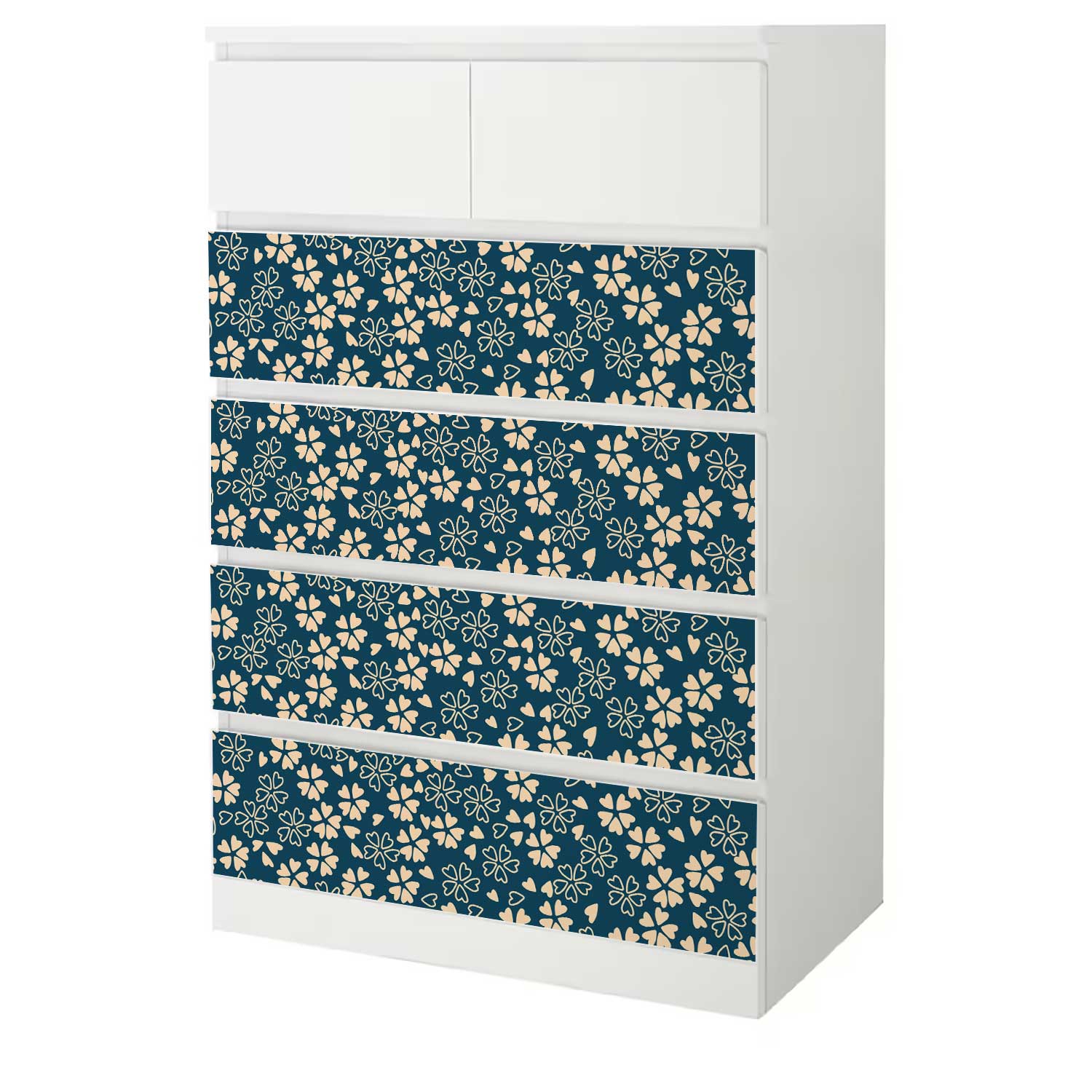 Möbelfolie für IKEA MALM 6-Schubladen 80x123 'Blüten'