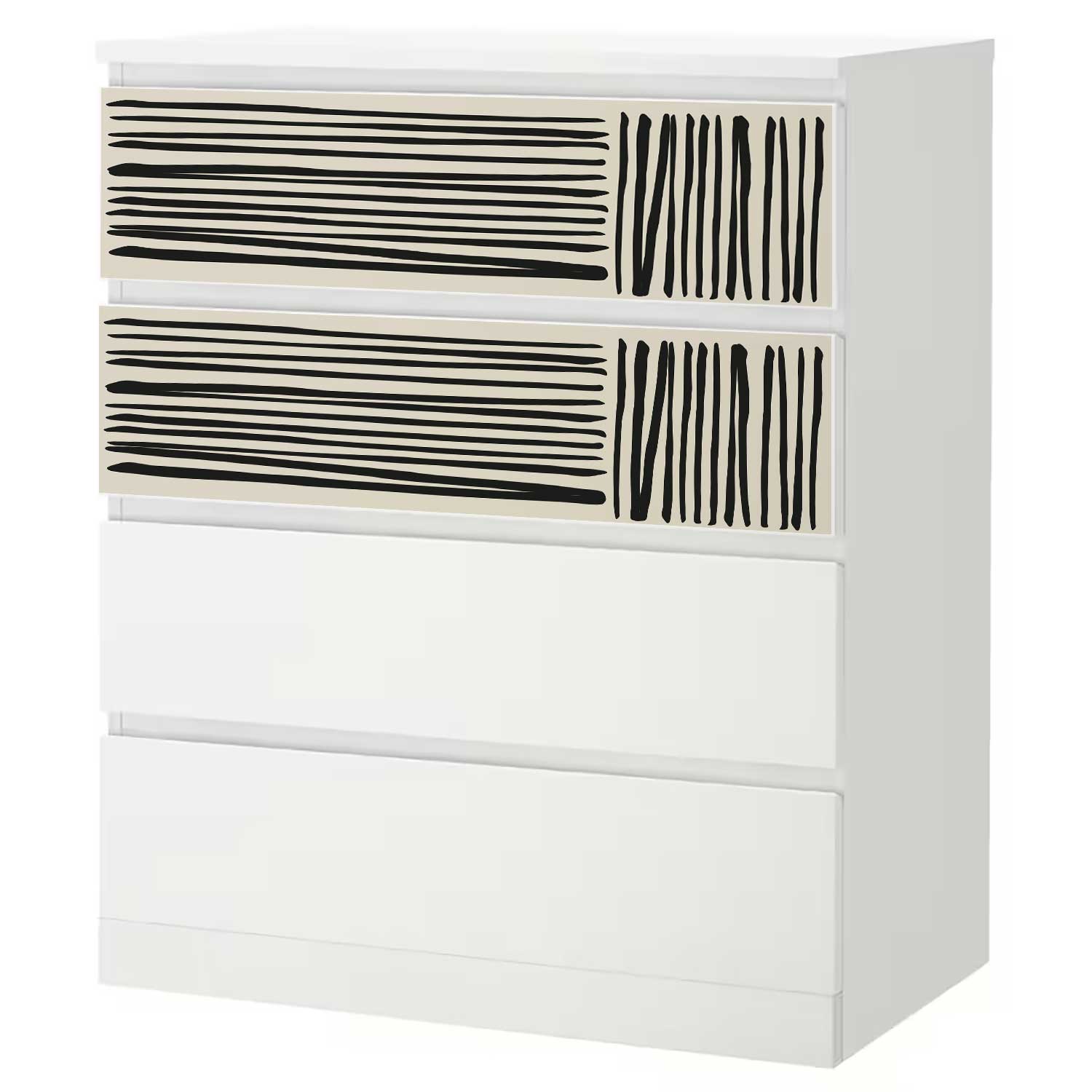 Möbelfolie für IKEA MALM Kommode 4-Schubladen 'Pinselstrich'
