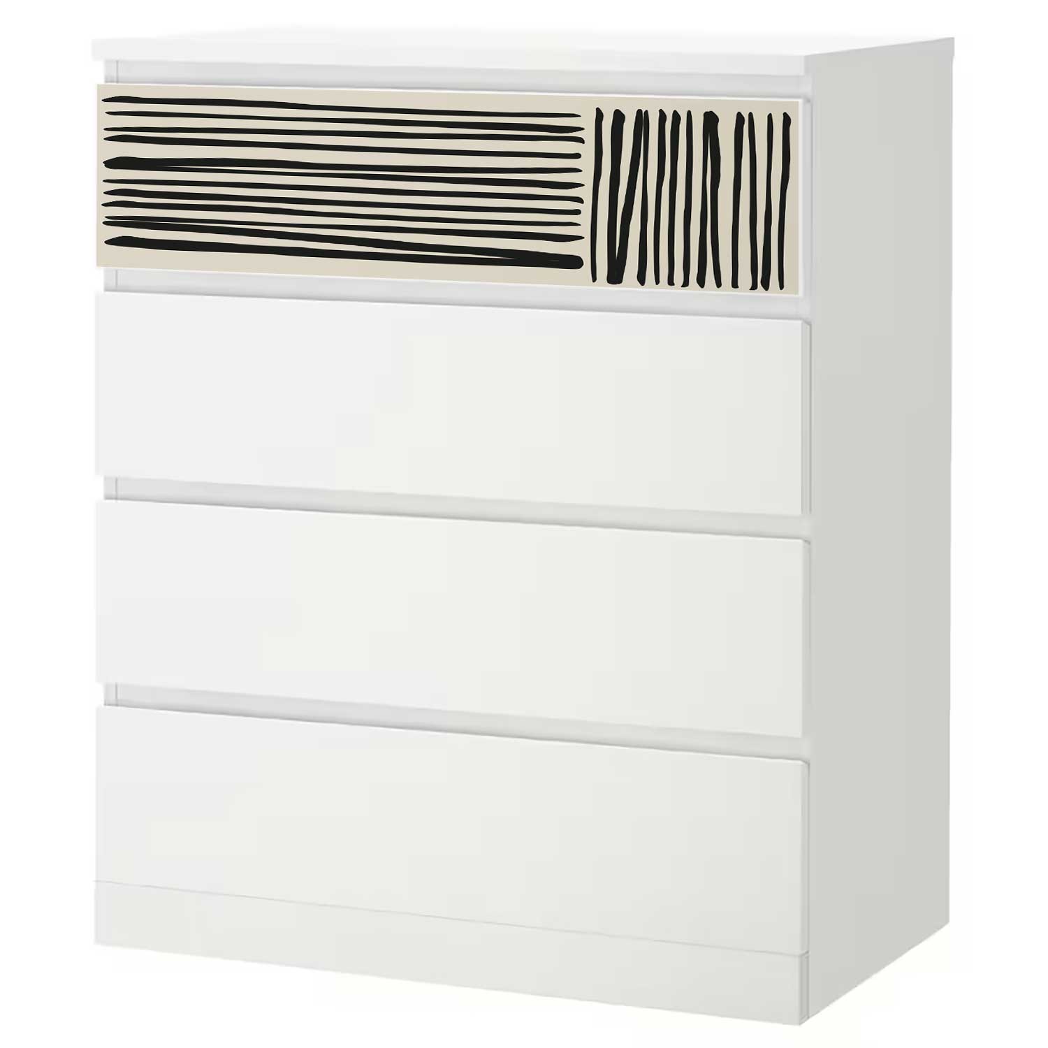 Möbelfolie für IKEA MALM Kommode 4-Schubladen 'Pinselstrich'