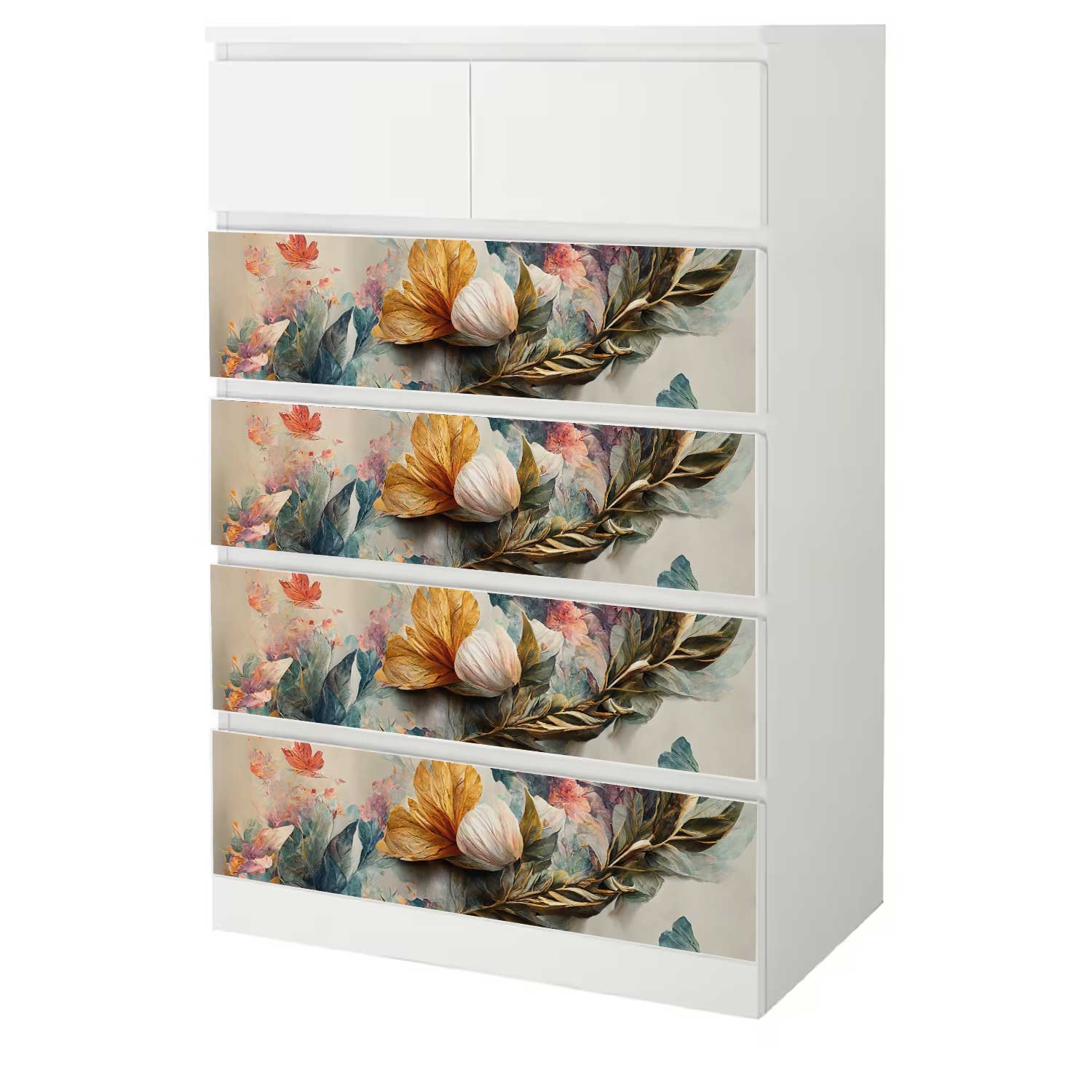 Möbelfolie für IKEA MALM 6-Schubladen 80x123 'Blumenstrauß'