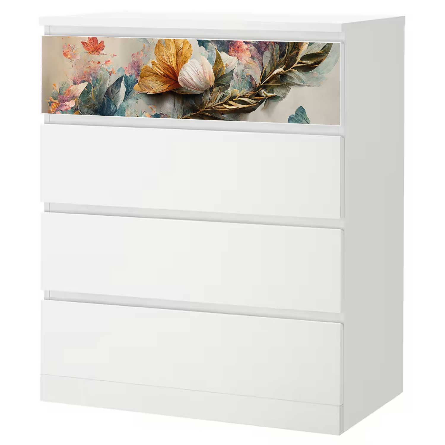 Möbelfolie für IKEA MALM Kommode 4-Schubladen 'Blumenstrauß'