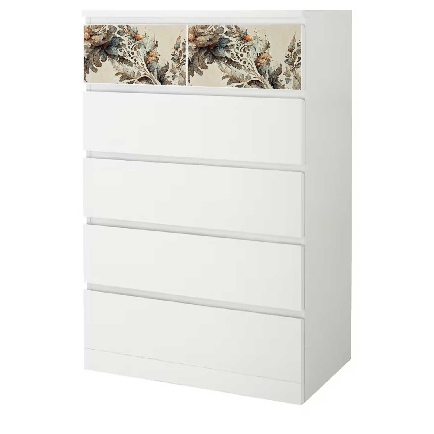 Möbelfolie für IKEA MALM 6-Schubladen 80x123 'Gemalte Blumen'