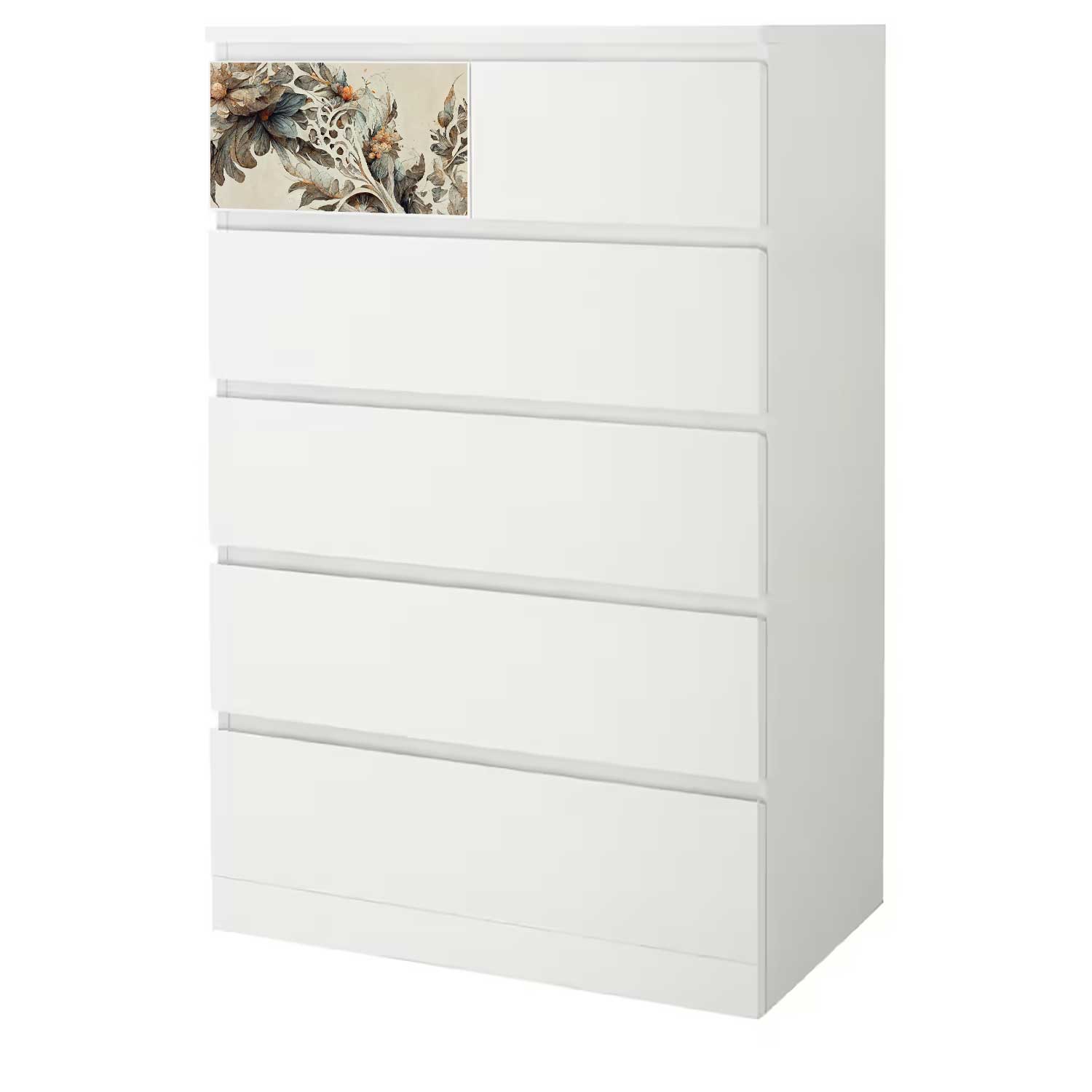 Möbelfolie für IKEA MALM 6-Schubladen 80x123 'Gemalte Blumen'