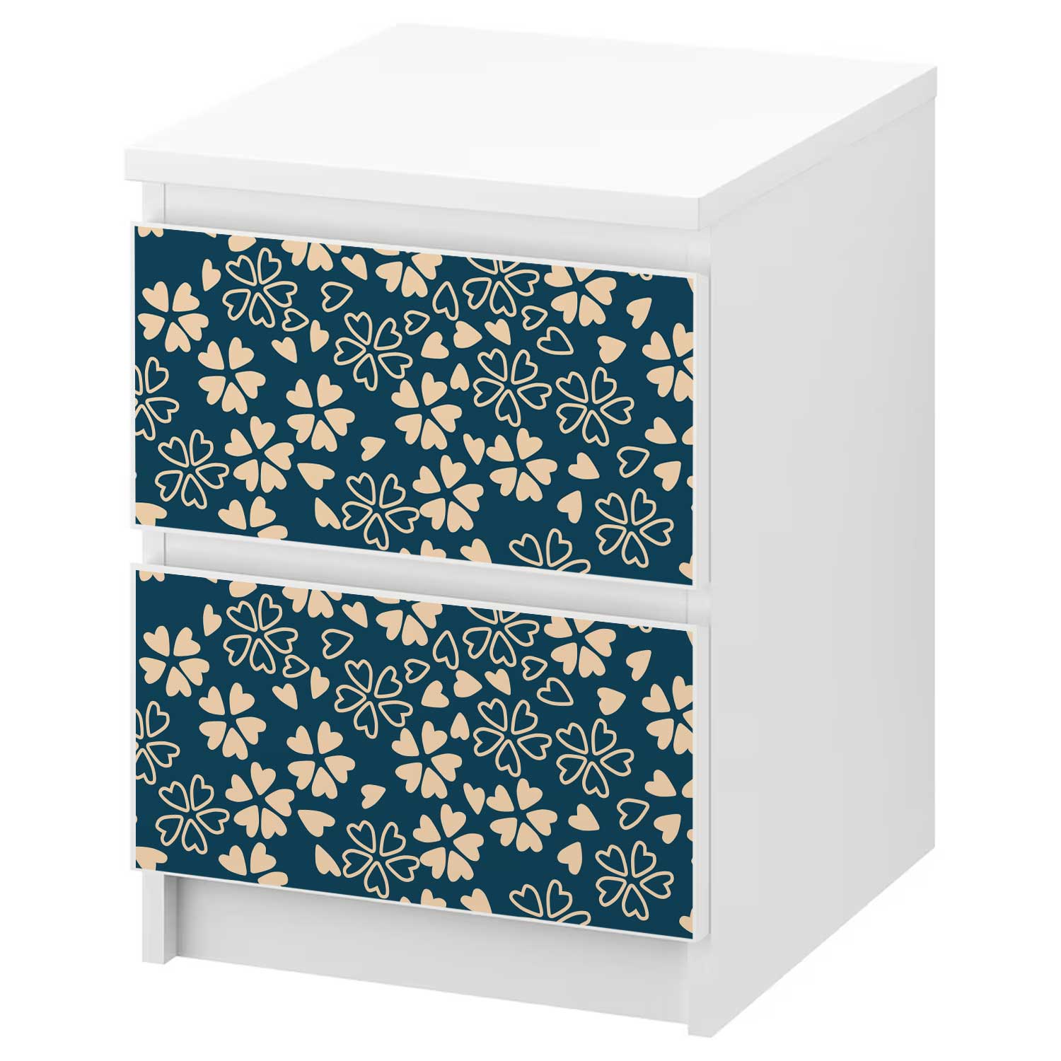 Möbelfolie für IKEA MALM Kommode 2-Schubladen 'Blüten'