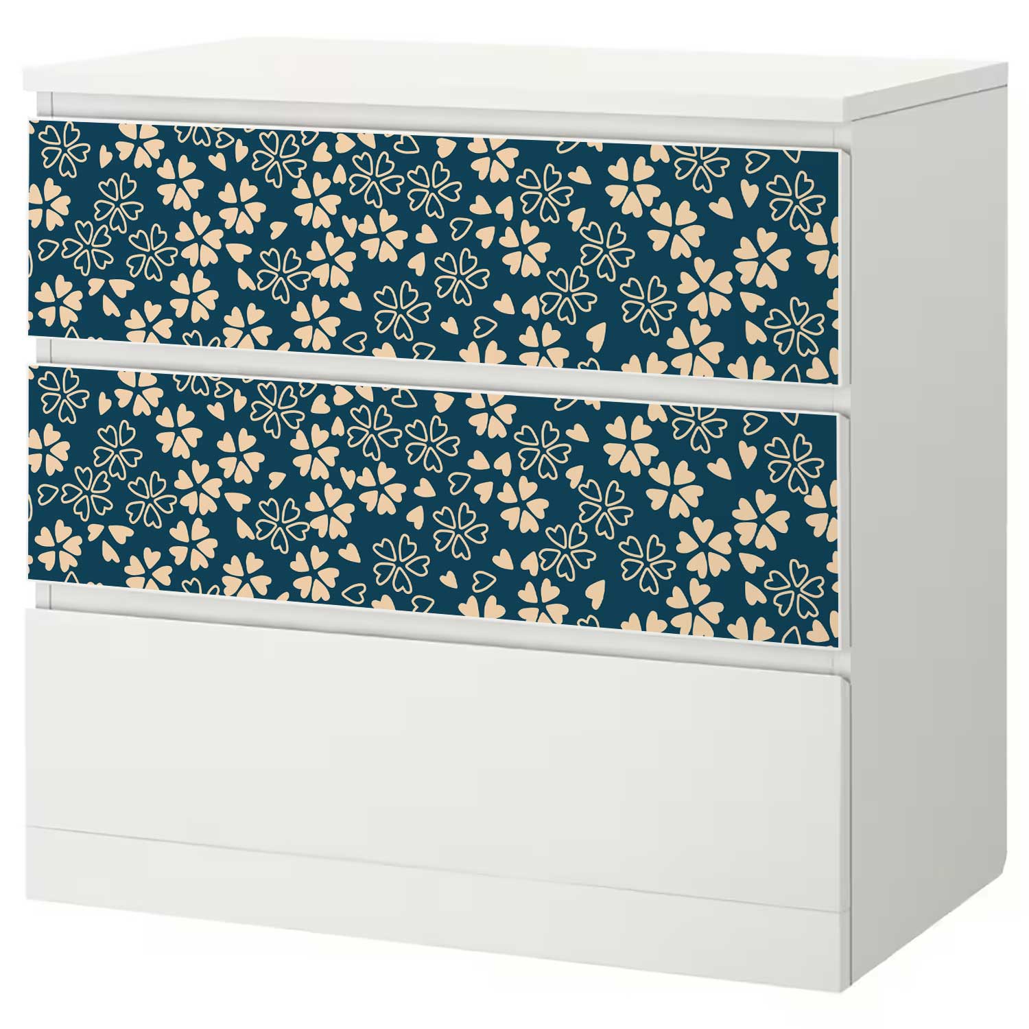 Möbelfolie für IKEA MALM Kommode 3-Schubladen 80x78 'Blüten'