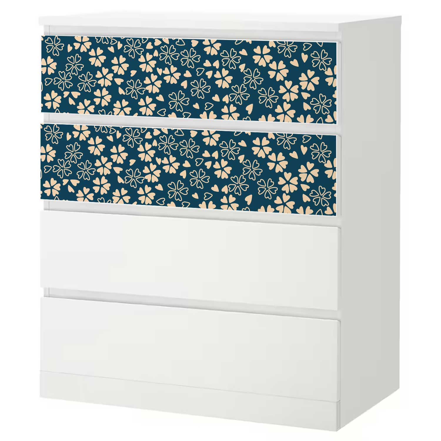 Möbelfolie für IKEA MALM Kommode 4-Schubladen 'Blüten'