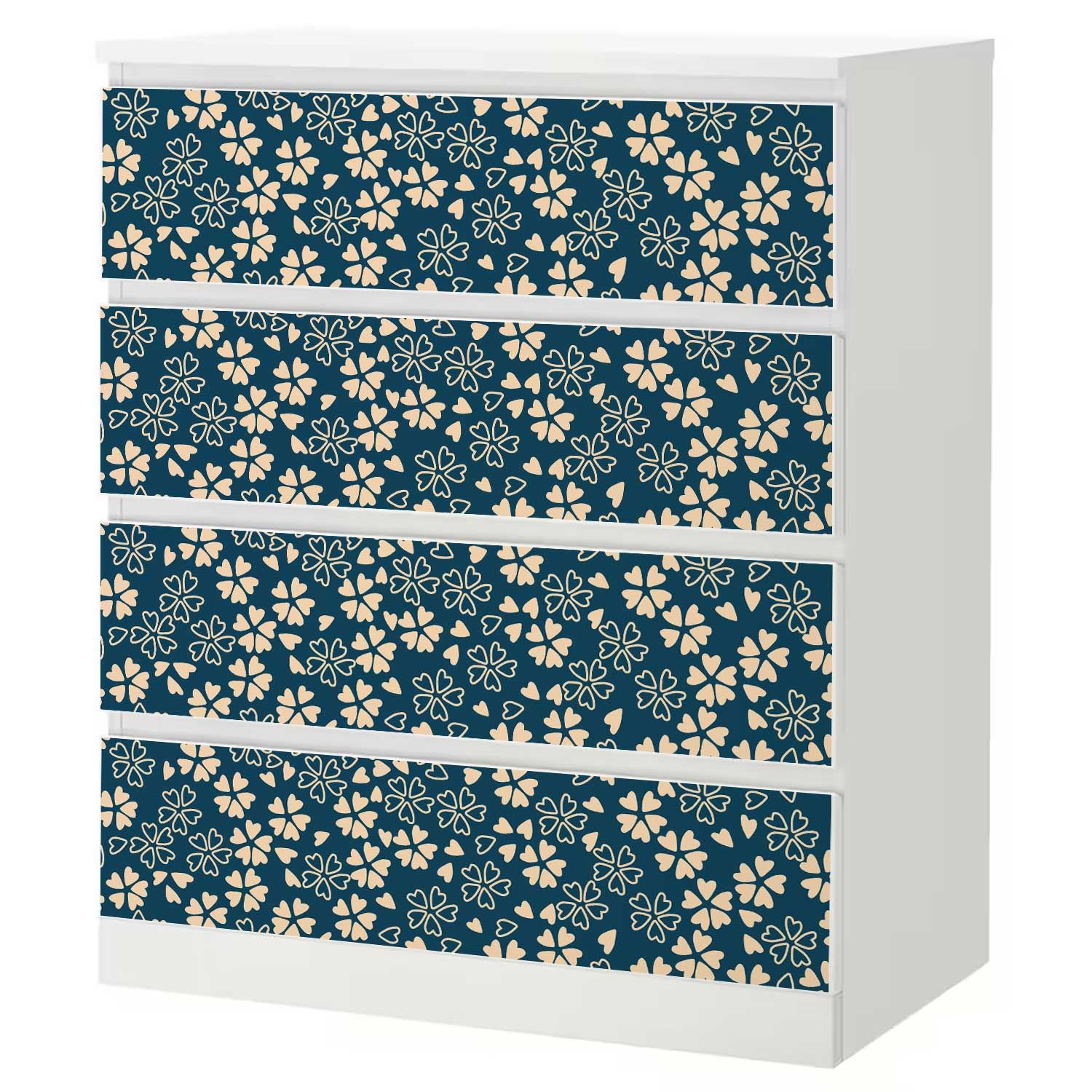 Möbelfolie für IKEA MALM Kommode 4-Schubladen 'Blüten'