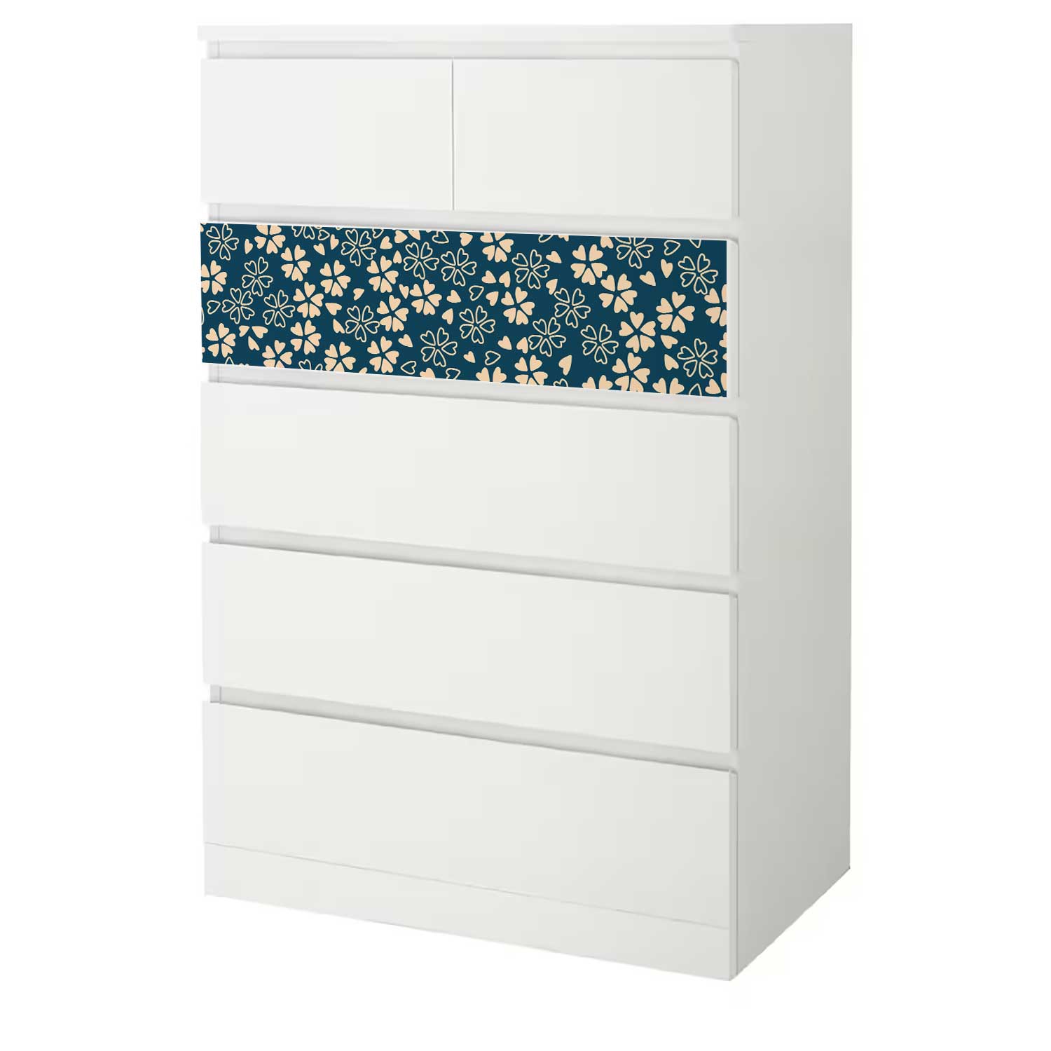 Möbelfolie für IKEA MALM 6-Schubladen 80x123 'Blüten'
