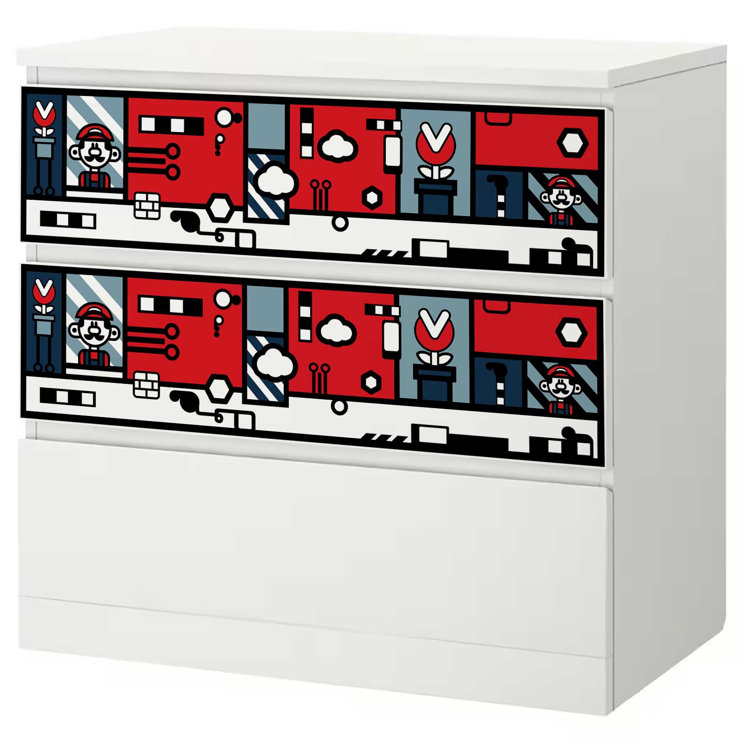 Möbelfolie für IKEA MALM Kommode 3-Schubladen 80x78 'Classic Gaming'