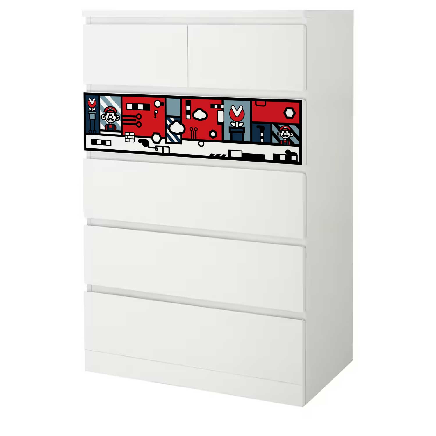 Möbelfolie für IKEA MALM Kommode 6-Schubladen 80x123 'Classic Gaming'