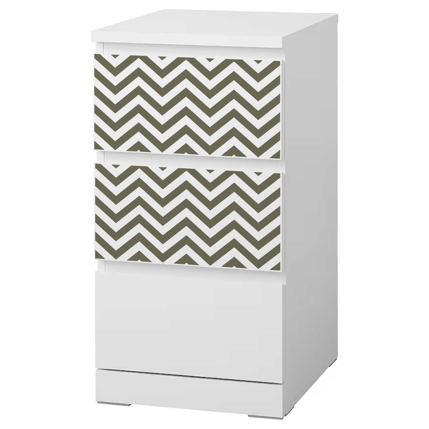 Möbelfolie für IKEA MALM Kommode 3-Schubladen 40x78 cm 'Zigzag'