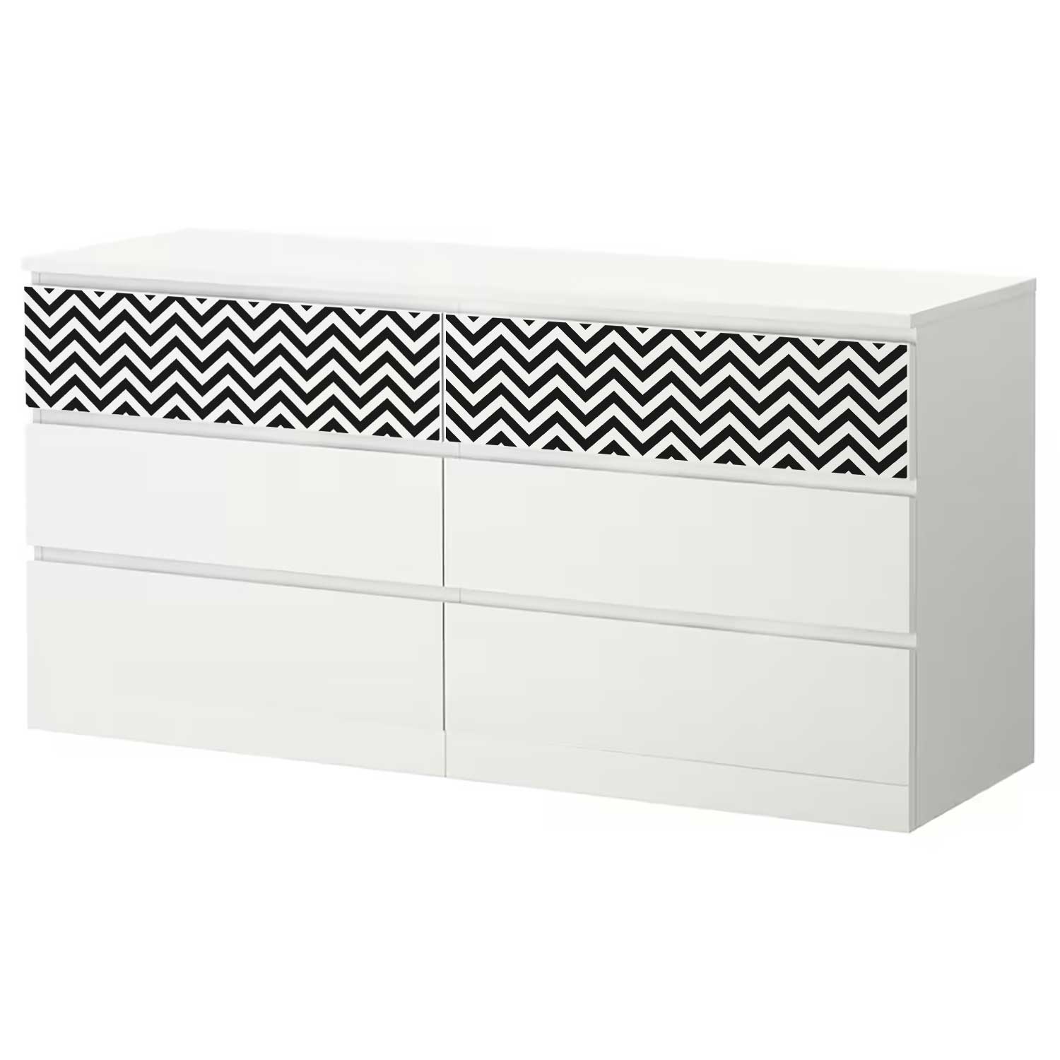 Möbelfolie für IKEA MALM Kommode 6-Schubladen 160x78 cm 'Zigzag'