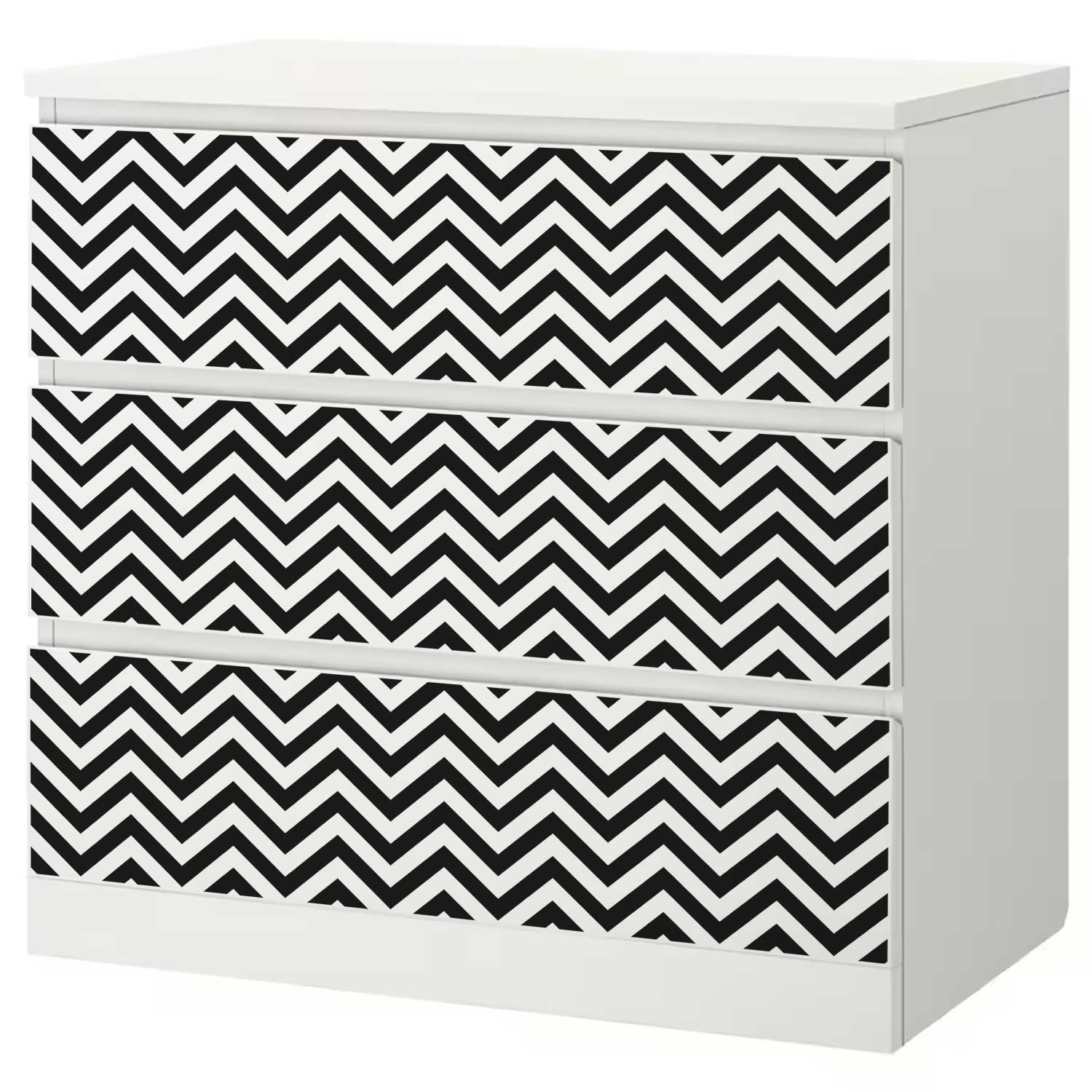 Möbelfolie für IKEA MALM Kommode 3-Schubladen 80x78 'Zigzag'