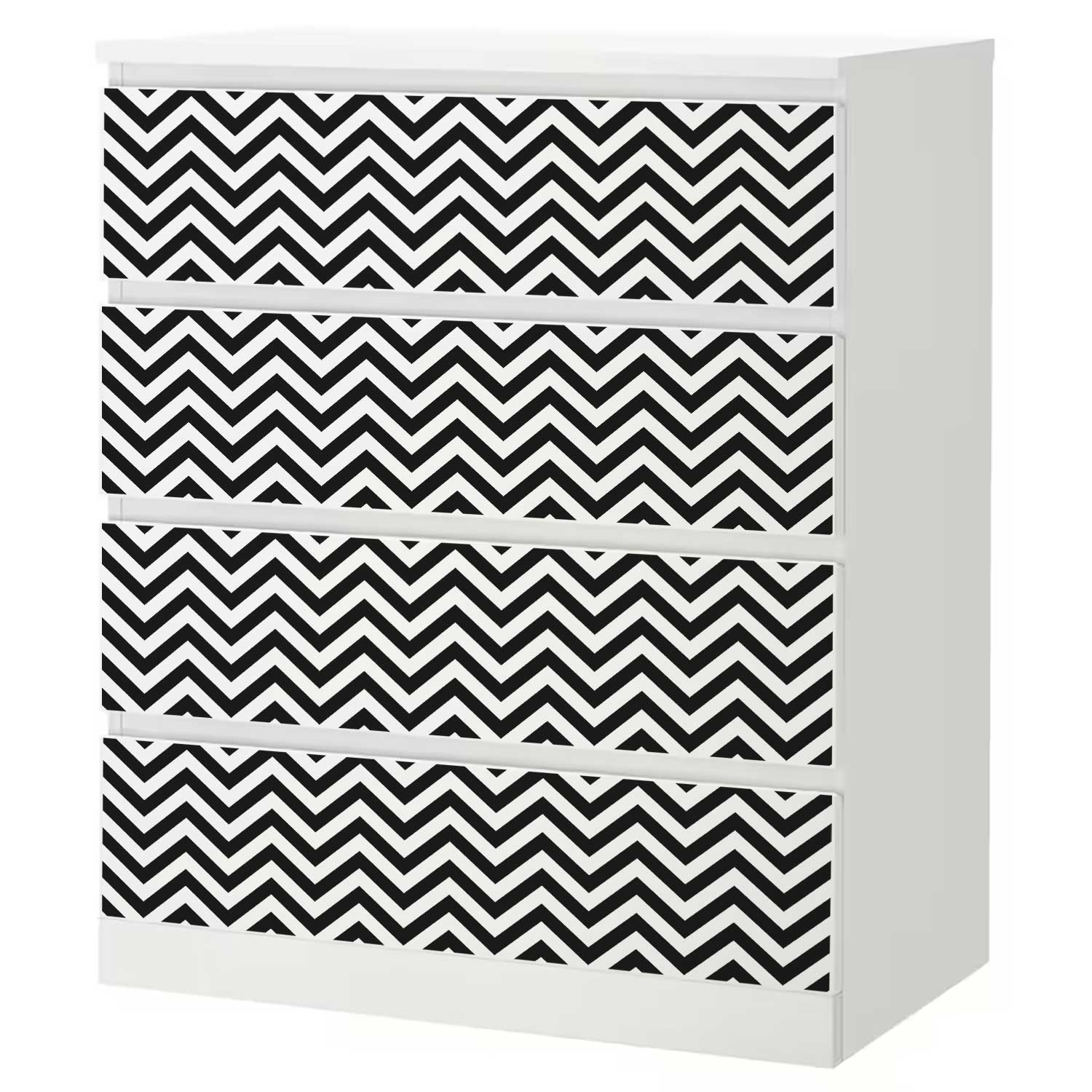 Möbelfolie für IKEA MALM Kommode 4-Schubladen 'Zigzag'