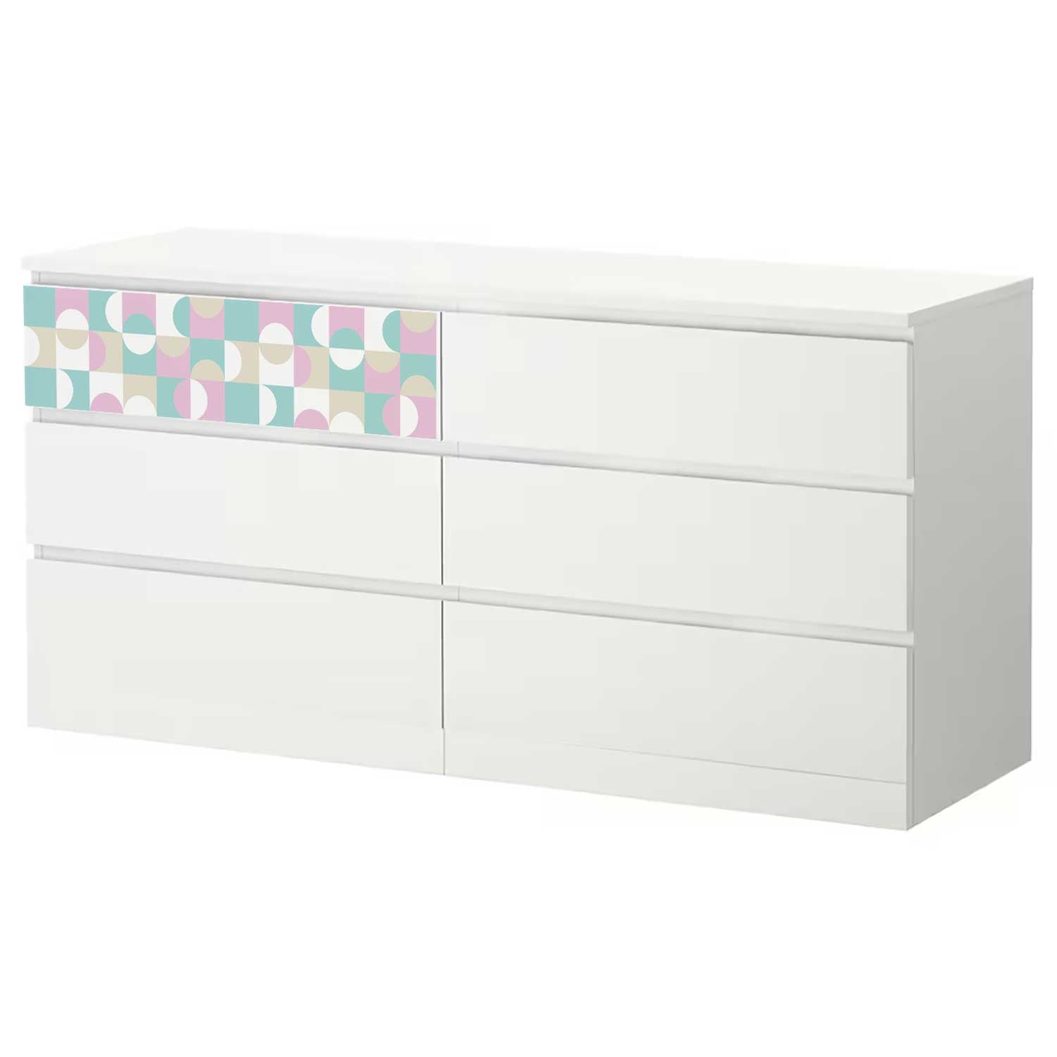 Möbelfolie für IKEA MALM Kommode 6-Schubladen 160x78 cm 'Bauhaus Fliesen'