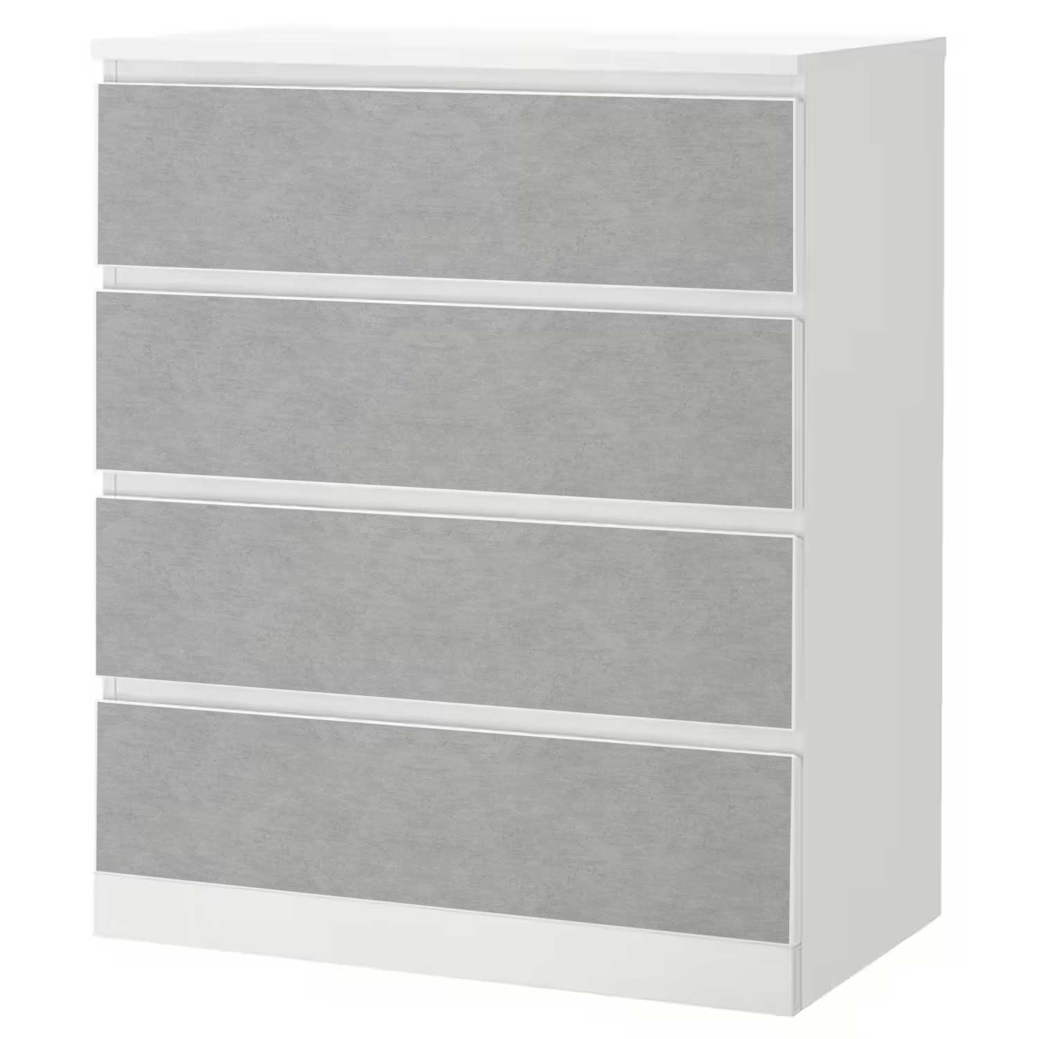 Möbelfolie für IKEA MALM Kommode 4-Schubladen 'Light Concrete'