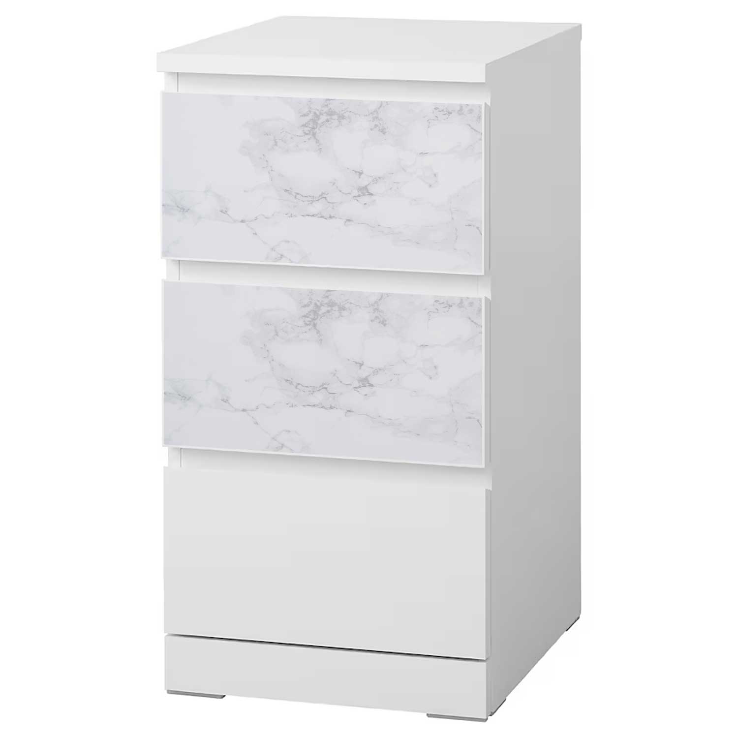 Möbelfolie für IKEA MALM Kommode 3-Schubladen 40x78 cm 'Marmor'