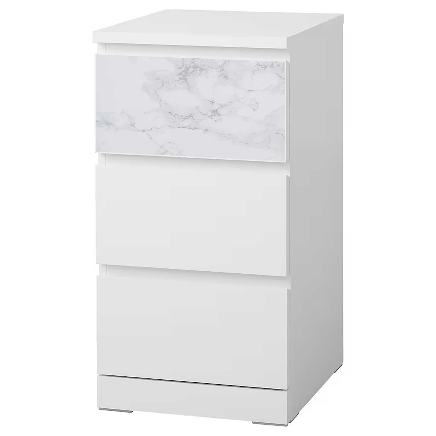 Möbelfolie für IKEA MALM Kommode 3-Schubladen 40x78 cm 'Marmor'