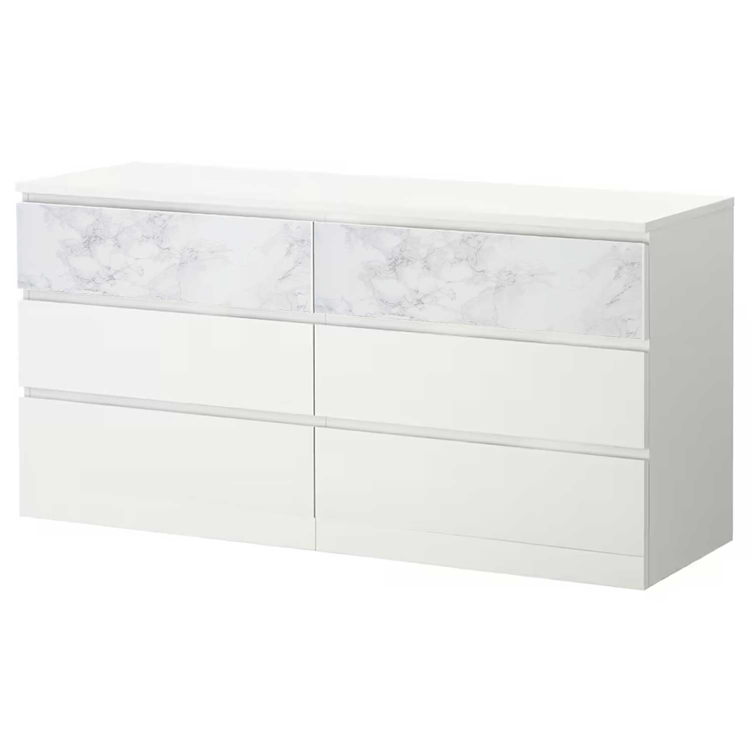 Möbelfolie für IKEA MALM Kommode 6-Schubladen 160x78 cm 'Marmor'