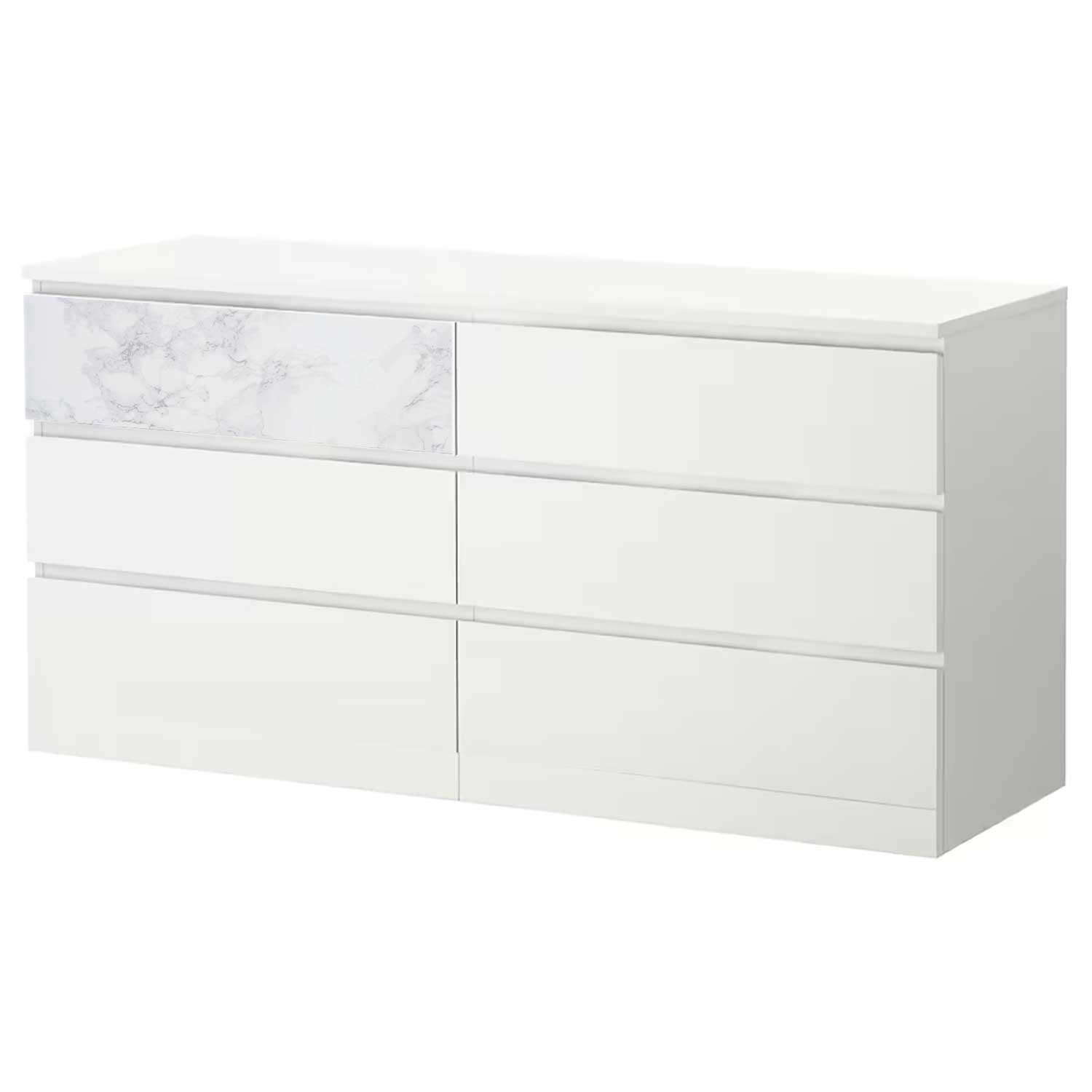 Möbelfolie für IKEA MALM Kommode 6-Schubladen 160x78 cm 'Marmor'