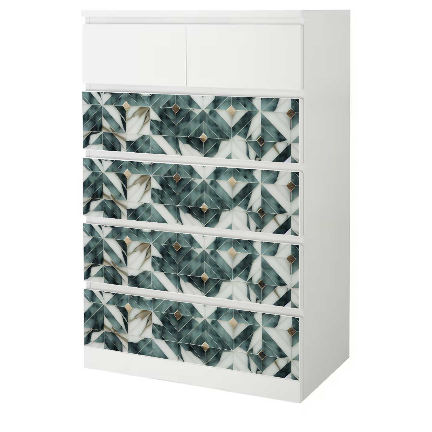 Möbelfolie für IKEA MALM 6-Schubladen 80x123 'Marmor Fliesen'