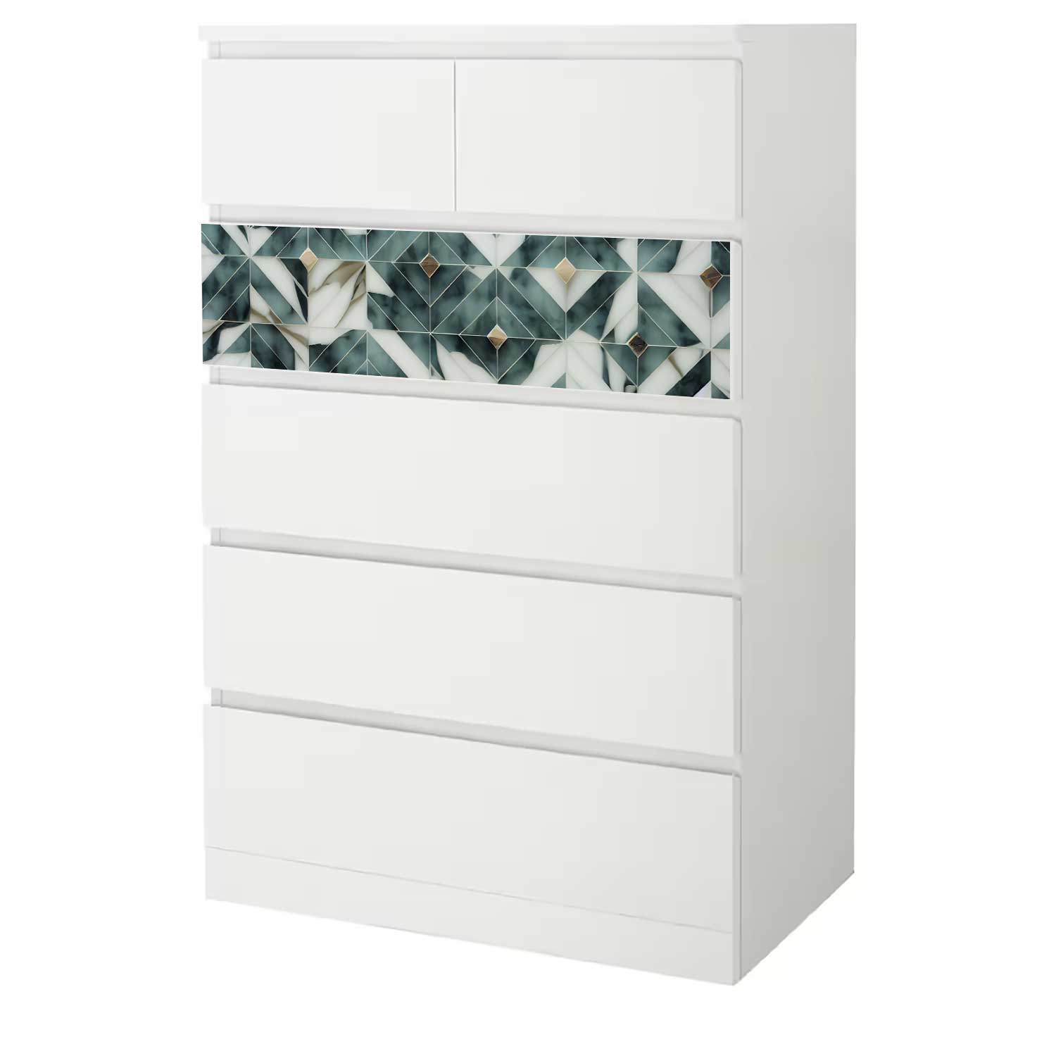 Möbelfolie für IKEA MALM 6-Schubladen 80x123 'Marmor Fliesen'