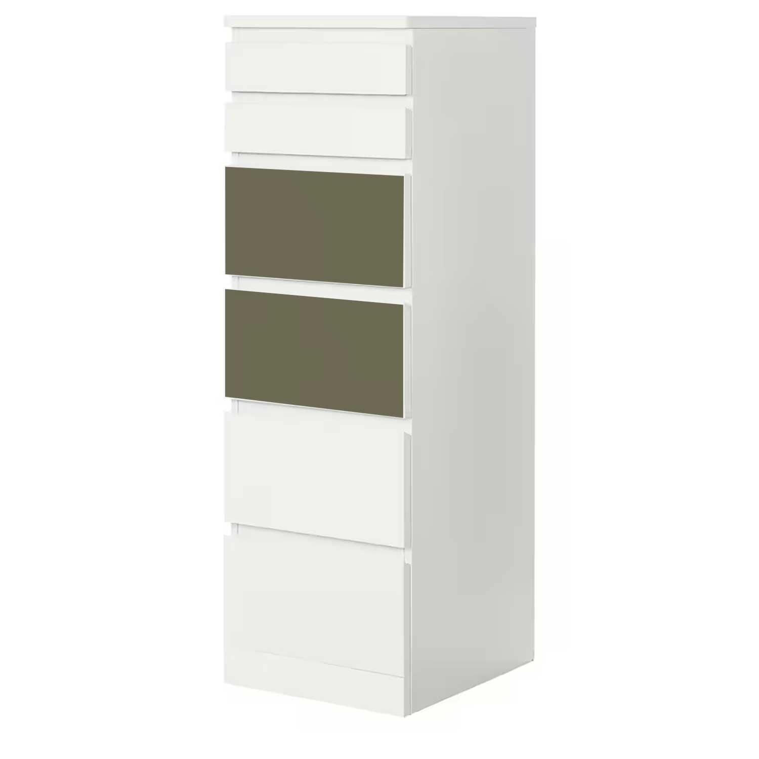 Möbelfolie für IKEA MALM Kommode 6-Schubladen 40x123 cm 'Uni-Colors'
