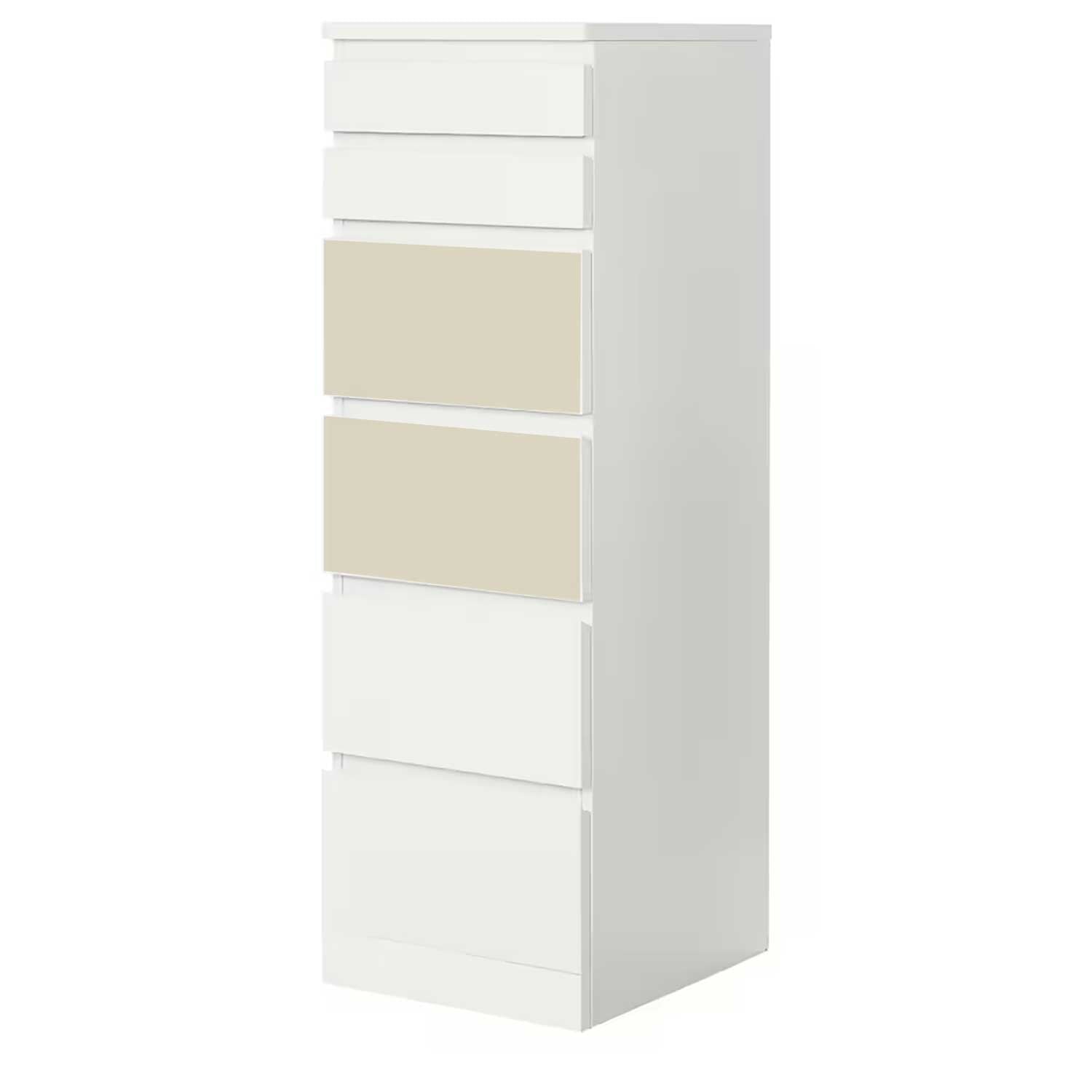 Möbelfolie für IKEA MALM Kommode 6-Schubladen 40x123 cm 'Uni-Colors'