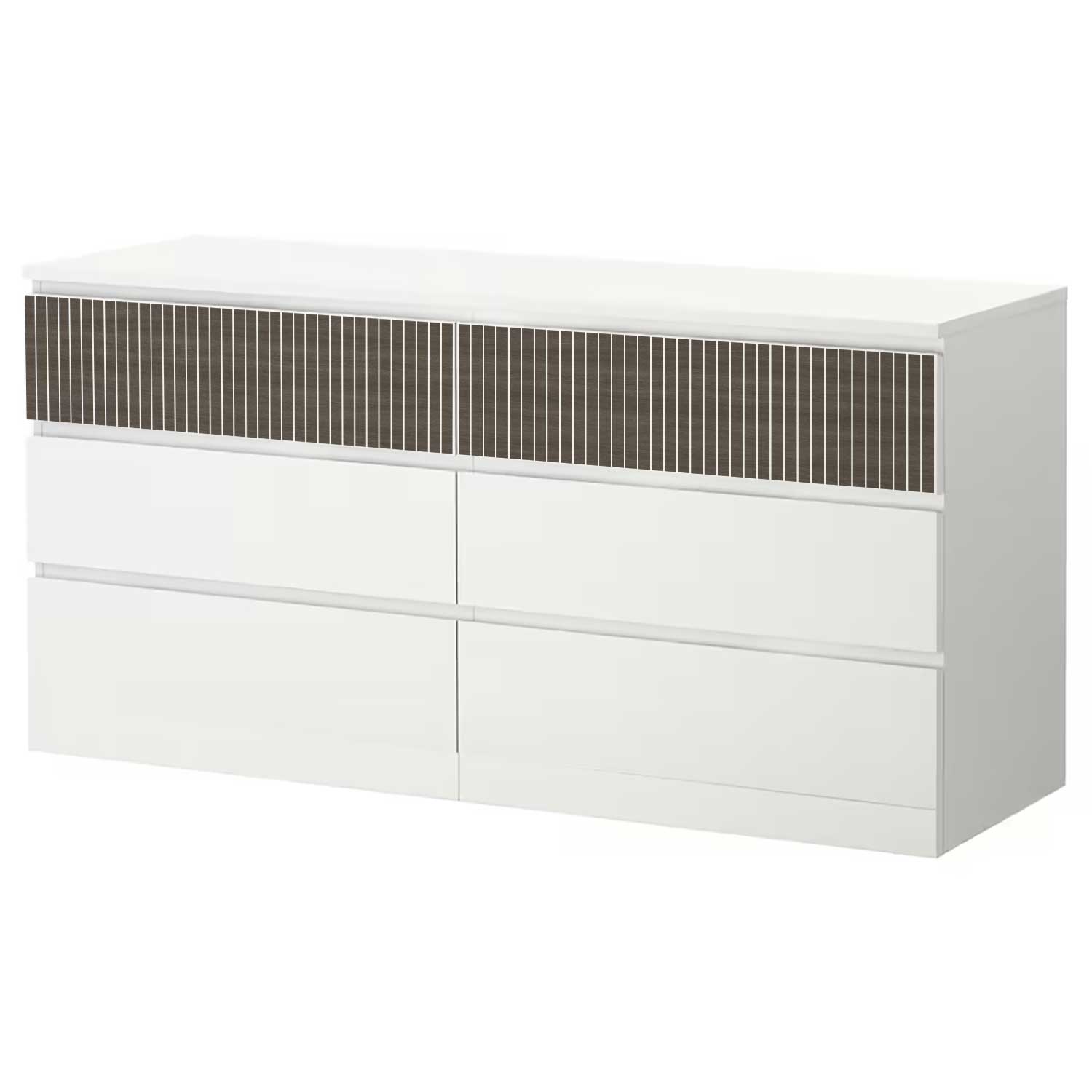 Möbelfolie für IKEA MALM Kommode 6-Schubladen 160x78 cm Holzoptik 'Dark Driftwood'